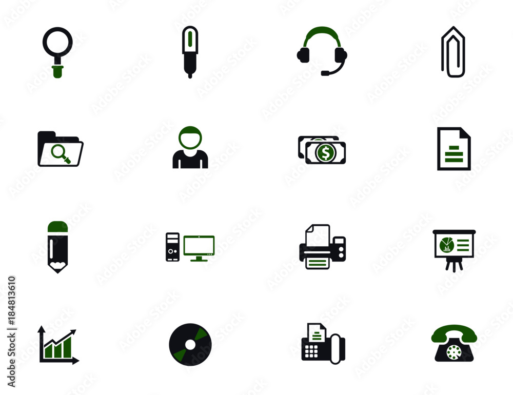 Poster office simple vector icons in two colors