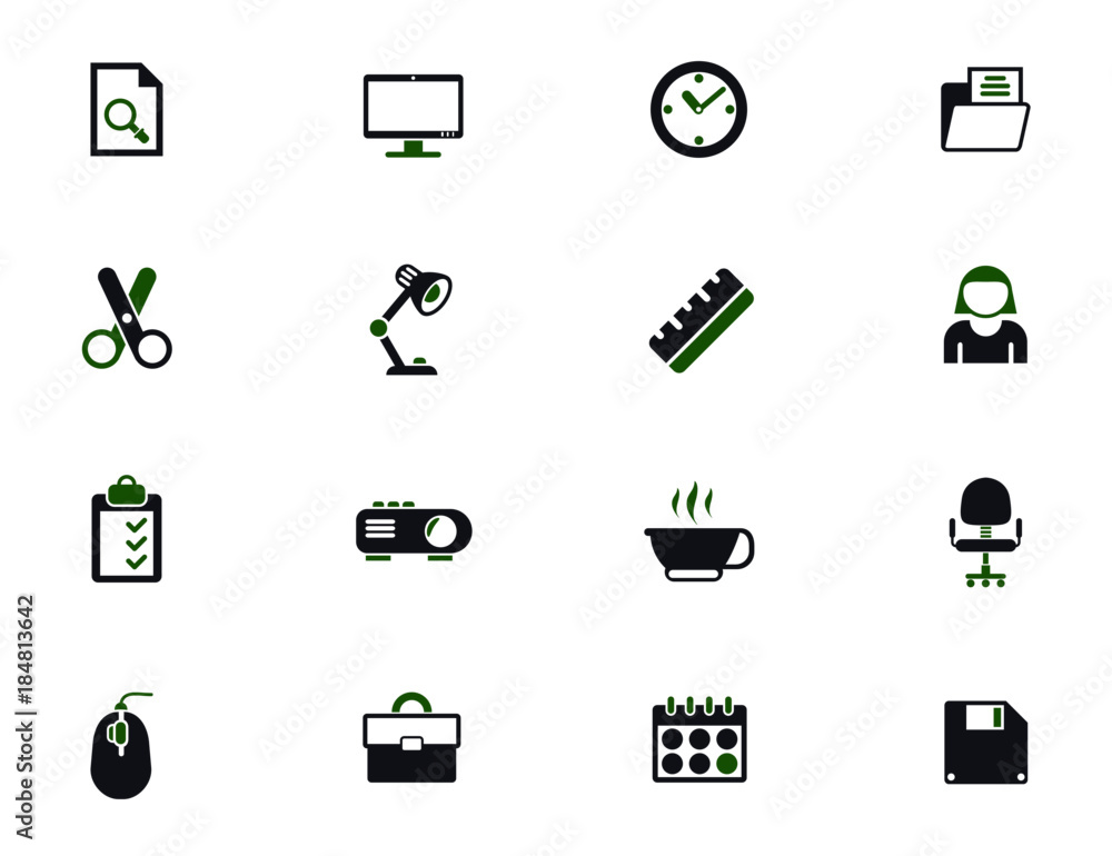 Poster office simple vector icons in two colors