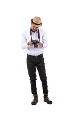 hipster man taking photos