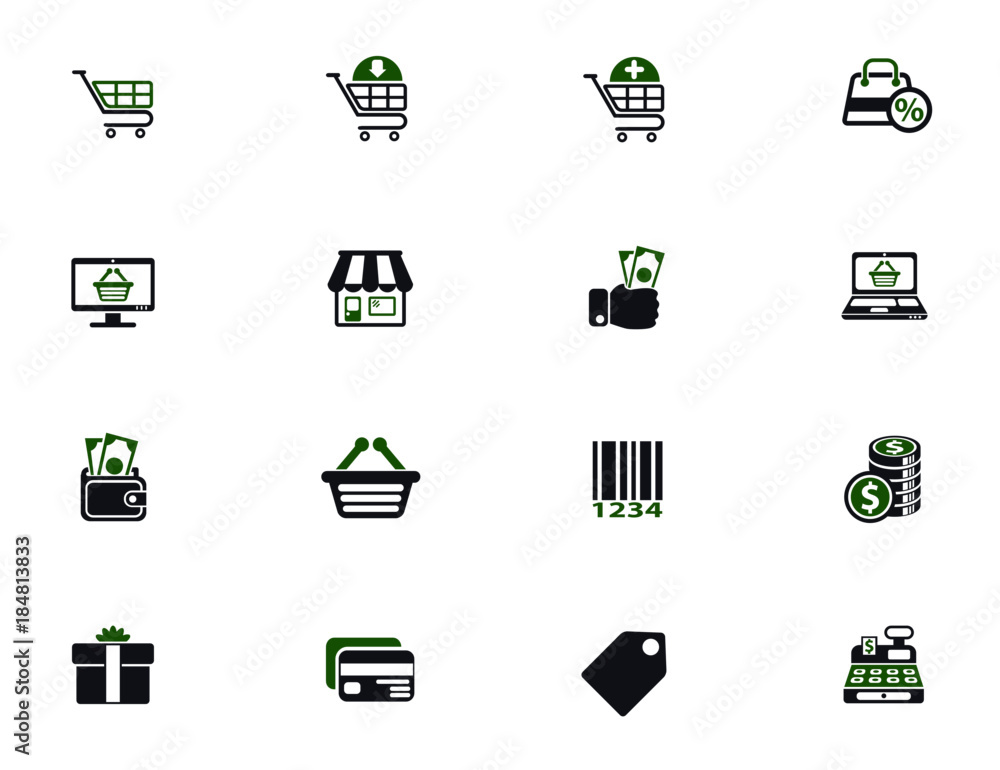 Poster shopping simple vector icons in two colors