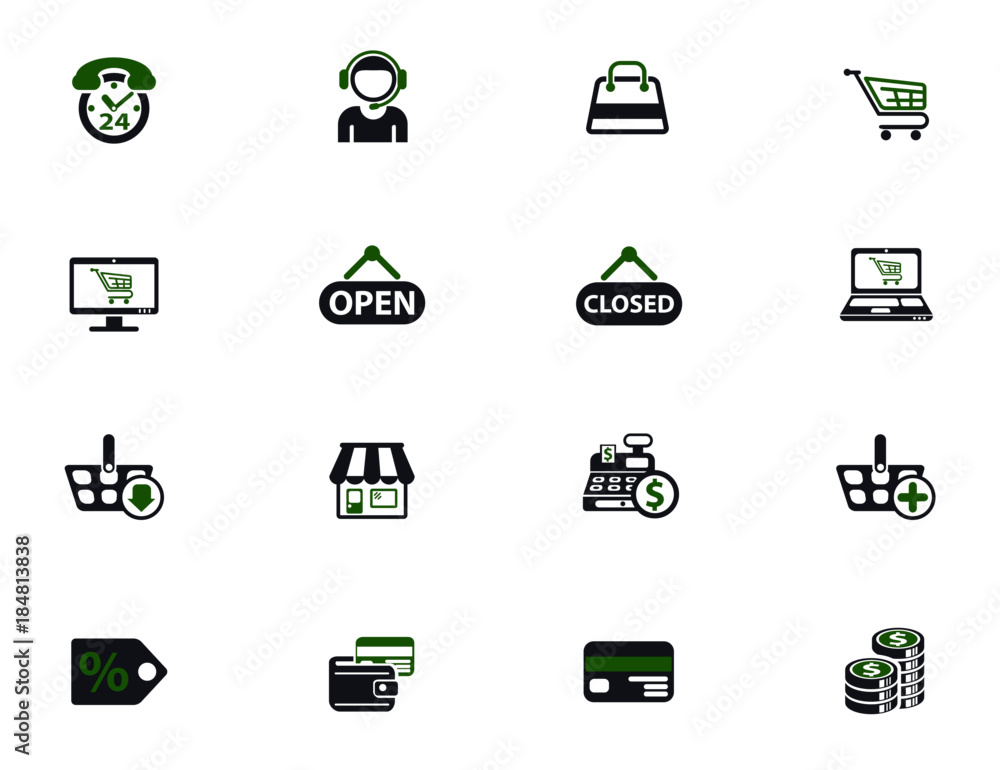 Poster shopping simple vector icons in two colors