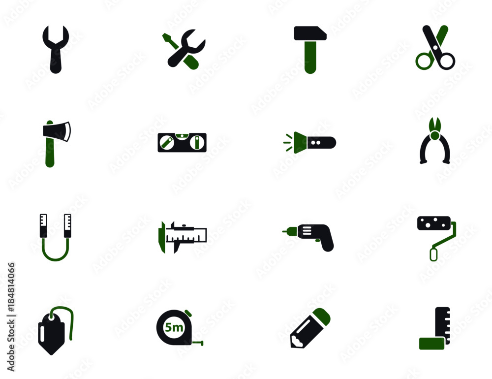 Poster work tools simple vector icons in two colors