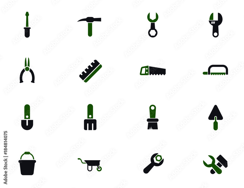Poster work tools simple vector icons in two colors