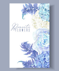 Floral blue border - 184814232