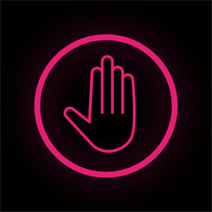 Neon Button rund - Handfläche - Verbot