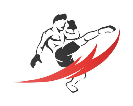 Modern Aggressive Mixed Martial Arts Sports Athlete in Action Logo