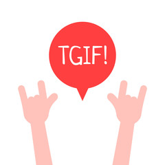 hands up with tgif logo like thanks god it is friday