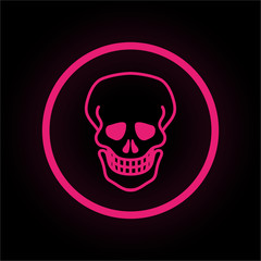 Neon Button rund - Totenschädel