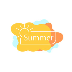 simple summer badge on colored blobs