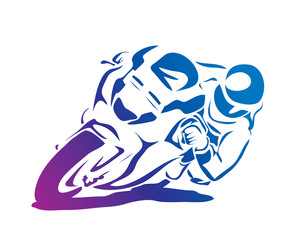 Modern Passionate Motorcycle Racer In Action Illustration