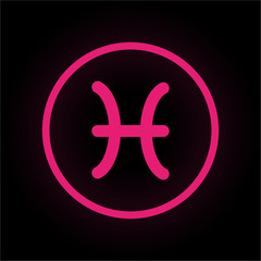 Fototapeta premium Neon Button rund - Fisch - Sternzeichen