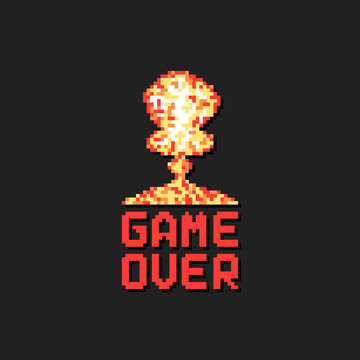 Game Over With Pixel Art Explosion
