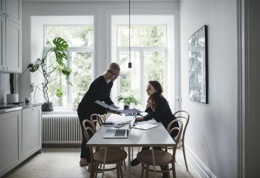 Women working in home office