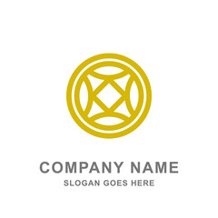 Simple Gold Round Ornament Logo Vector