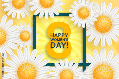 international womens day greeting card 8 march template with daisy