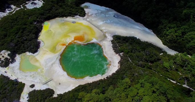 NEW ZEALAND &ndash; MARCH 2016 : Aerial shot of Rotorua Thermal Lakes on a beautiful day with amazing landscape in view