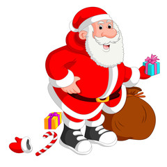 Santa Claus carrying sack full of gifts