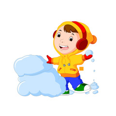 cartoon kids playing with snow