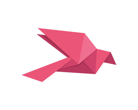 Cute Japanese Origami Paper Art Bird Illustration