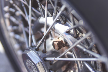 Detail of the wheels of the car, Oldtimer