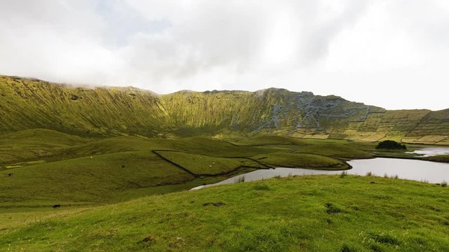 A 360 degree timelapse in the center of the crater on Corvo island in Portugal.