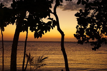 Caribbean sunset, just before the sun disappears