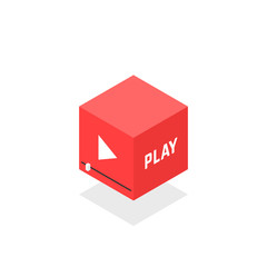 isometric red video player icon