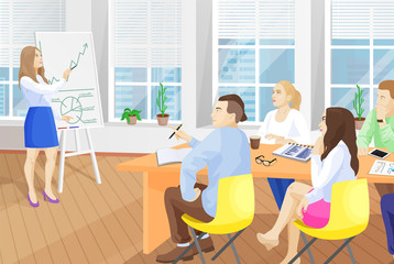 Fototapeta premium Business Seminar in Office Vector Illustration
