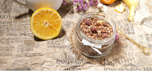 tasty granola on the table