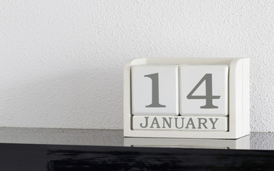 White block calendar present date 14 and month January