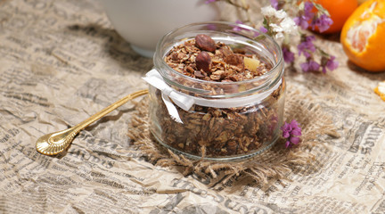 tasty granola on the table
