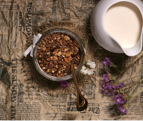 tasty granola on the table