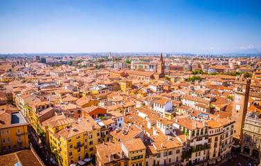 Fototapeta na wymiar Beautiful aerial view of Verona, Veneto region, Italy.