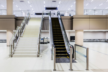 modern escalator in lobby space interior concept