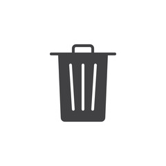 Trash can icon vector, filled flat sign, solid pictogram isolated on white. Delete bin garbage symbol, logo illustration.