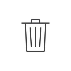 Trash can line icon, outline vector sign, linear style pictogram isolated on white. Delete bin garbage symbol, logo illustration. Editable stroke