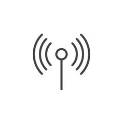 Wifi antenna line icon, outline vector sign, linear style pictogram isolated on white. Wireless symbol, logo illustration. Editable stroke