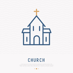 Church thin line icon. Modern vector illustration of architecture.