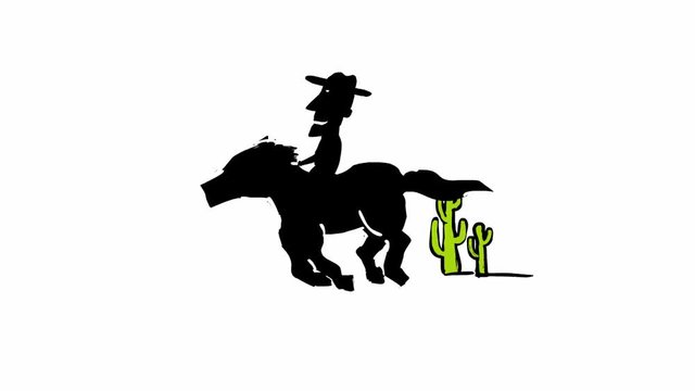 Cowboy riding horse (seamless loop animation) 