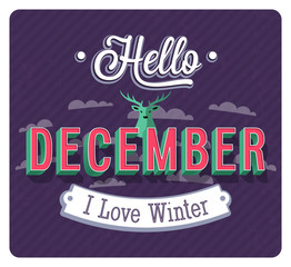 Hello december typographic design.