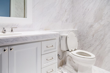 white marble restroom interior design