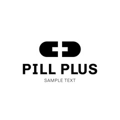 Obraz premium Vector Pill Plus Logo Template