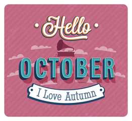 Hello october typographic design.