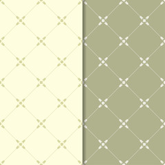 Fototapeta premium Olive green geometric ornaments. Set of seamless patterns