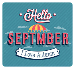 Hello september typographic design.