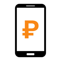 Smartphone with ruble symbol on screen. Vector icon.