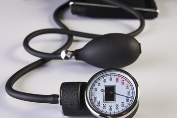Black tonometer. Blood pressure meter