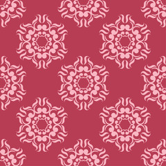 Floral seamless pattern on red background