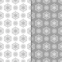 Foto op Canvas Snowflakes patterns. Set of gray seamless backgrounds with christmas elements © Liudmyla
