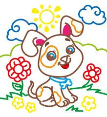 Fototapeta premium Coloring Book Of Cute Doggy